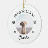 Protected By Dog Photo Paw Print Design Keramik Ornament (Links)