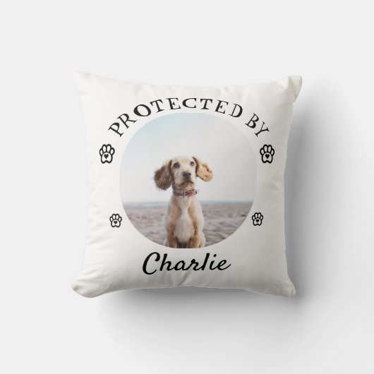 Protected By Dog Photo Paw Print Design Kissen (Vorderseite)