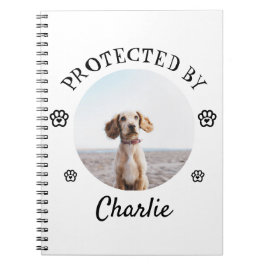 Protected By Dog Photo Paw Print Design Notizblock