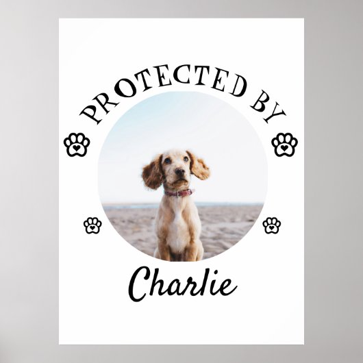 Protected By Dog Photo Paw Print Design Poster (Vorne)