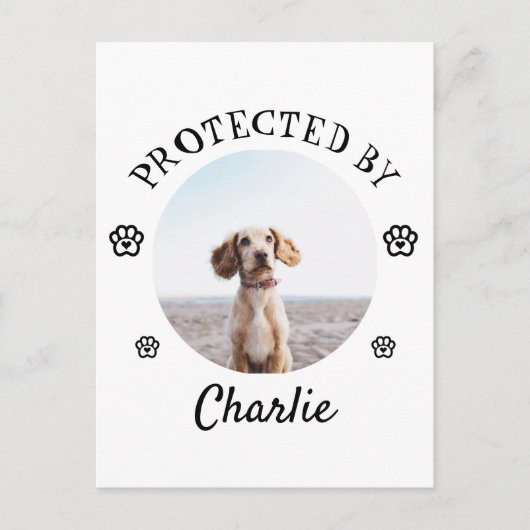 Protected By Dog Photo Paw Print Design Postkarte (Vorderseite)