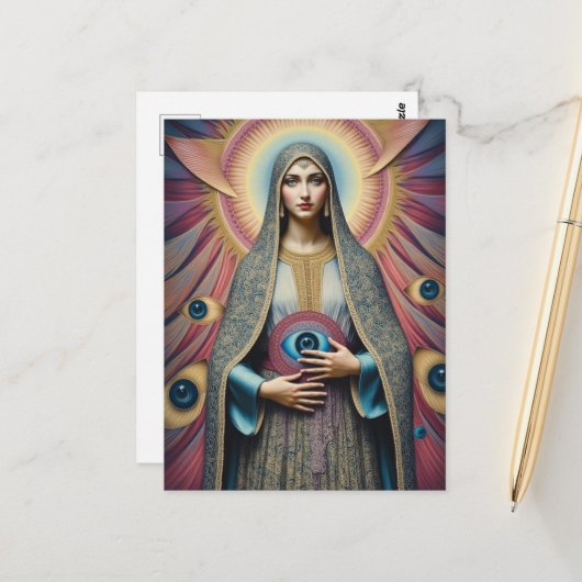  Protection From Evil Mary Postkarte (Vorderseite/Rückseite Beispiel)