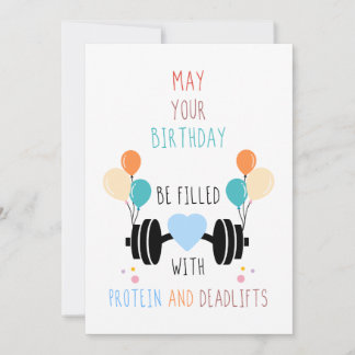 Protein and Deadlifts Happy Birthday Card  Feiertagskarte