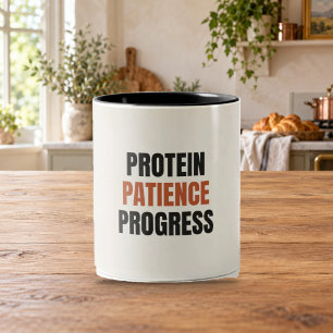 Protein Geduld Fortschritt Gym Motivations-Tasse Zweifarbige Tasse