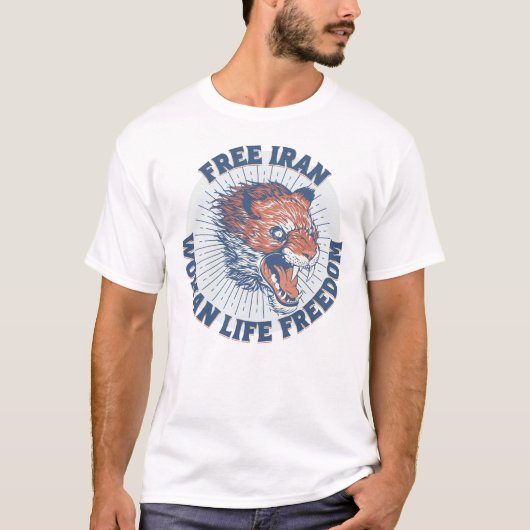 Protest gegen den Iran | Angry Lion Blue T-Shirt (Vorderseite)