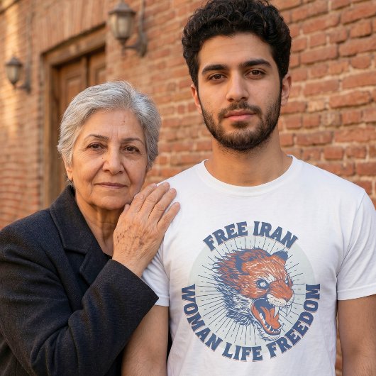 Protest gegen den Iran | Angry Lion Blue T-Shirt