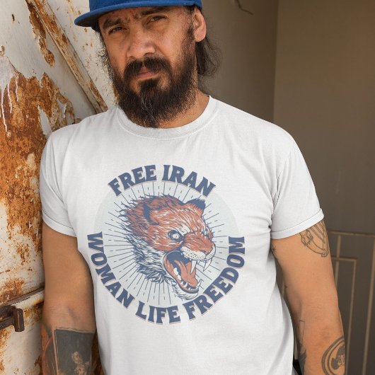 Protest gegen den Iran | Angry Lion Blue T-Shirt