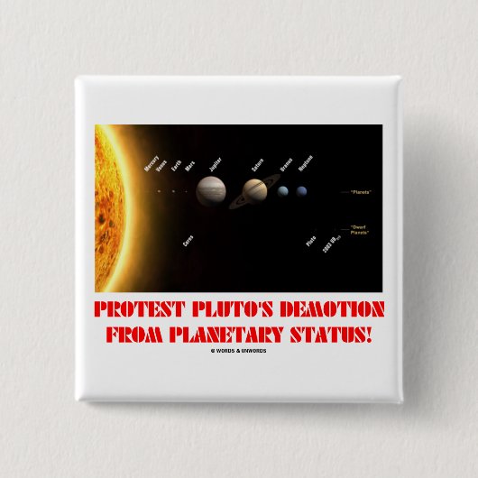 Protest-Plutos Degradierung vom planetarischen Button (Vorderseite)