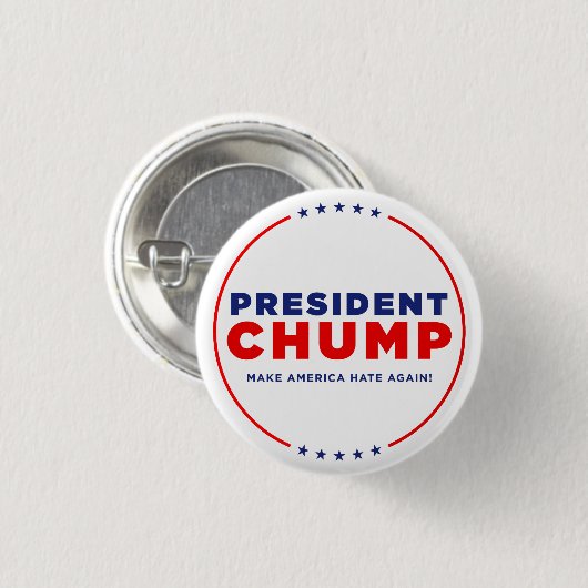 Protest-Trumpf: Knopf "Präsidenten-Chump" Button (Vorne & Hinten)