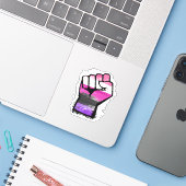 Protestfäuste Aufkleber (Laptop mit iPhone)