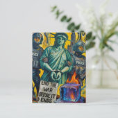 protesting lady liberty arrested by police  postkarte (Stehend Vorderseite)