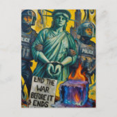 protesting lady liberty arrested by police  postkarte (Vorderseite)