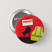 Protestzeichen mit gelber Weste Button (Vorne & Hinten)