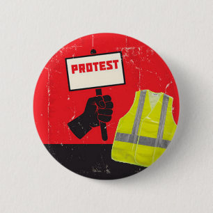 Protestzeichen mit gelber Weste Button