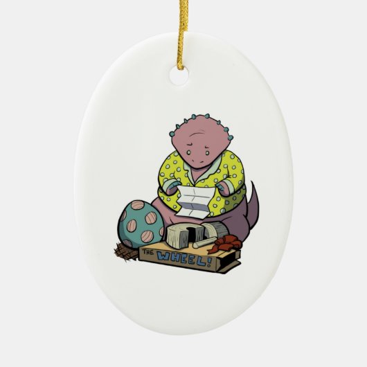 Protoceratops Elternteil auf Weihnachtsverzierung Keramikornament (Vorne)