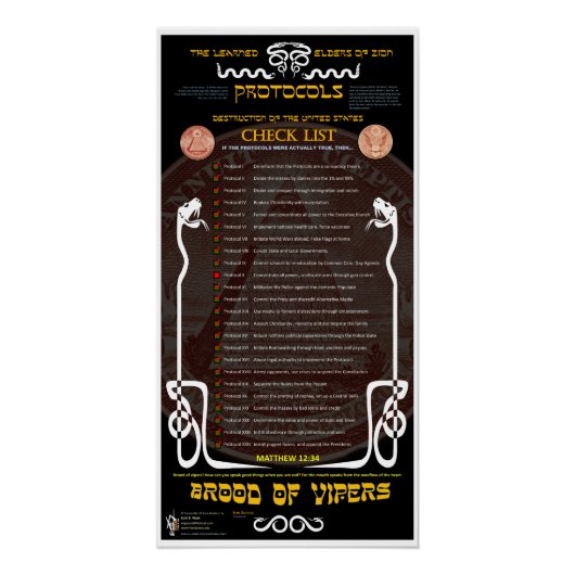 Protokolle von Zion Poster (Vorderseite)