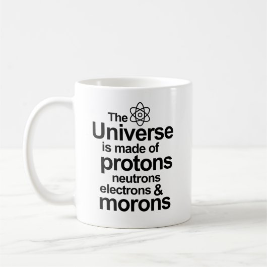 Proton-Neutron-Elektron-Idioten Kaffeetasse (Links)