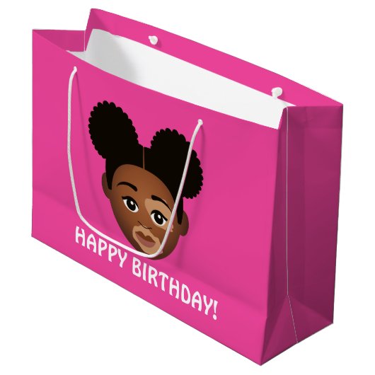 #Proud2BNaturalMe Choose-My-Complexion Birthday Große Geschenktüte (Vorderseite Schrägansicht)