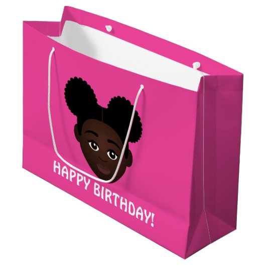 #Proud2BNaturalMe Choose-My-Complexion Birthday Große Geschenktüte (Vorderseite Schrägansicht)