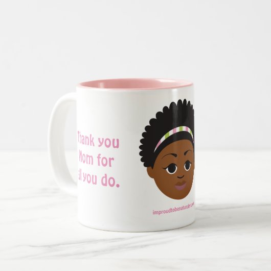 #Proud2BNaturalMe Geschenke für #Mama Zweifarbige Tasse (Vorderseite Links)