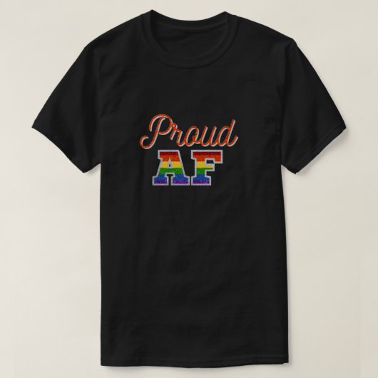 Proud AF Orange Rainbow Glitzer T - Shirt (Design vorne)