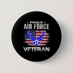 Proud Air Force Veteran mit amerikanischem Flag Ge Button