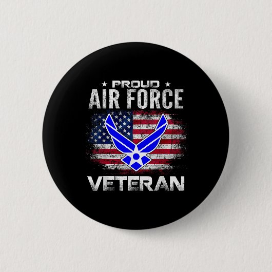 Proud Air Force Veteran mit amerikanischem Flag Ge Button (Vorderseite)