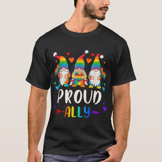 Proud Ally Gnomes Lgbt Pride Rainbow Colors T-Shirt (Vorderseite)