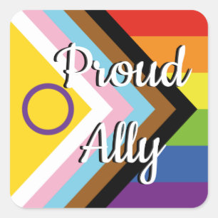 Proud Ally   Inklusiv-Inklusiv-Flagge Quadratischer Aufkleber
