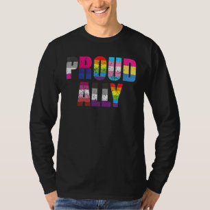 Proud Ally Lgbtq Gay Pride Equality Parade Retro V T-Shirt