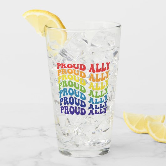 Proud Ally | LGBTQ | GAY PRIDE | Regenbogen Glas (Vorderseite Ice)