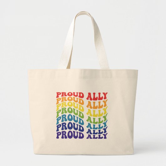 Proud Ally | LGBTQ | GAY PRIDE | Regenbogen Jumbo Stoffbeutel (Vorne)