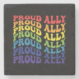 Proud Ally LGBTQ GAY PRIDE Regenbogen Steinuntersetzer