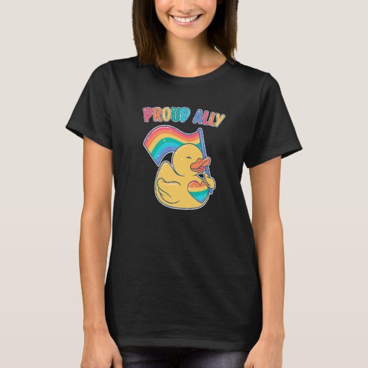 Proud Ally Lgbtq Rainbow Flag Herzöge Gay Pride T-Shirt (Vorderseite)