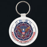 Proud American Air Force Husband Schlüsselanhänger<br><div class="desc">This design features colorful American eagle with its wings widely spread. The eagle is located over the magic mandala and is decorated with the USA flag. The colorful text "Proud American Air Force Husband" goes around the image. A beautiful family gift for him. Do not forget to transfer this design...</div>