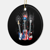 Proud American Flag Gitarre Firework Patriotic 4. Keramik Ornament (Links)