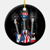 Proud American Flag Gitarre Firework Patriotic 4. Keramik Ornament (Hinten)