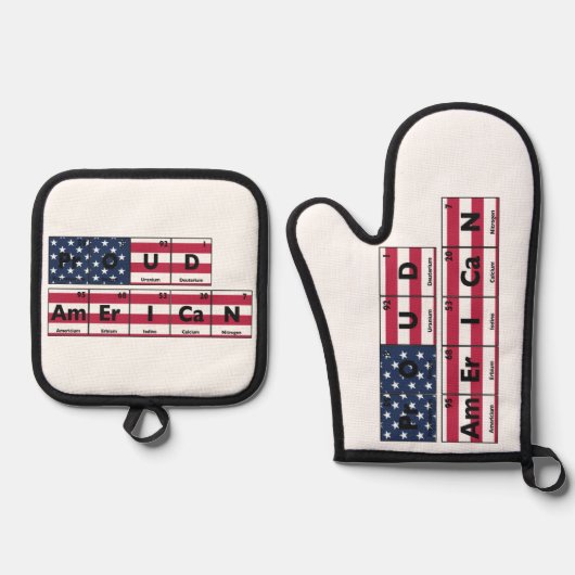 Proud American Flag USA 4. Juli Ofenhandschuh & Topflappen-Set (Vorderseite)