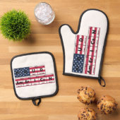 Proud American Flag USA 4. Juli Ofenhandschuh & Topflappen-Set (Oben Unten)