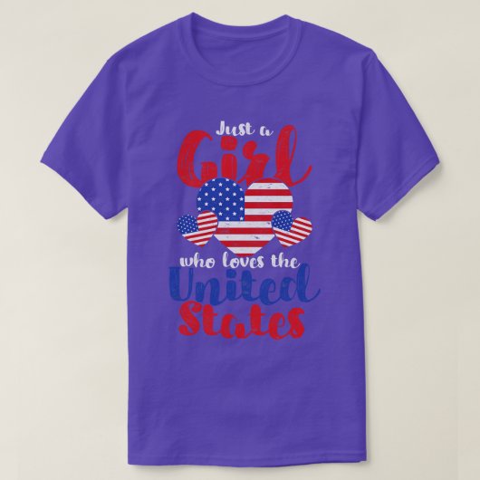 Proud American Girls US Flag Heart Freedom USA Lov T-Shirt (Design vorne)