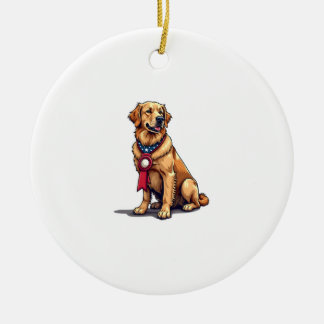 Proud American Golden Retriever Vintage Tee 4 Keramik Ornament
