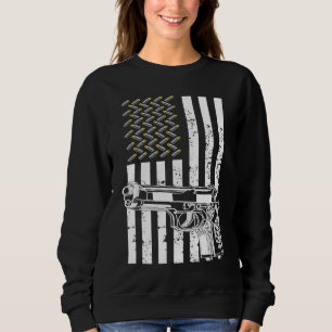 Proud American Gun Eigner Distressed USA Gun Flag Sweatshirt
