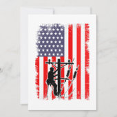 Proud American Lineman Patriotic Utility Worker Einladung (Vorderseite)