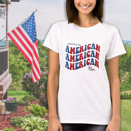 Proud AMERICAN Mama Red Blue Patriotic 4. Juli T-Shirt