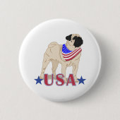 Proud American Mops patriotisch Button (Vorderseite)