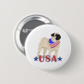 Proud American Mops patriotisch Button (Vorne & Hinten)