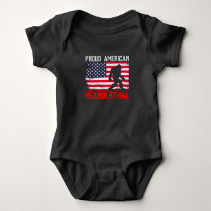 Proud American Neanderthal USA Flag & Bigfoot Baby Strampler