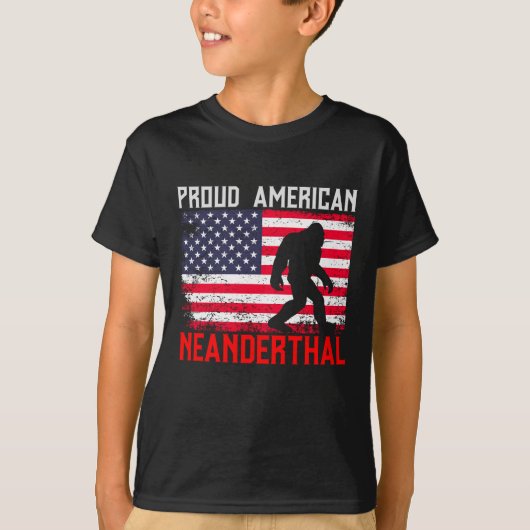 Proud American Neanderthal | USA Flag & Bigfoot T-Shirt (Vorderseite)