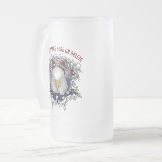 Proud American Patriot Mattiert Glass Beer Tasse (Vorderseite Links)