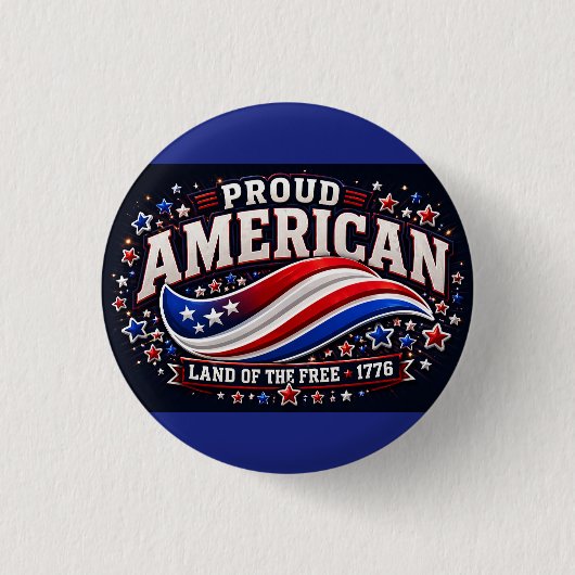 Proud American Patriotic Shirt – Land of the Free  Button (Vorderseite)